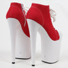 Made To Order 20cm high heel Red Canvas Blacklight Sneaker Shoes Platform Stripper Exotic Dancing High Heel - NansUniqueShop4Men