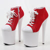 Made To Order 20cm high heel Red Canvas Blacklight Sneaker Shoes Platform Stripper Exotic Dancing High Heel - NansUniqueShop4Men