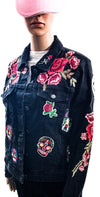 Day of the Dead Patch Jacket Sugar Skull Jacket Customised Patch Jacket Mexican Patch Skull Patch Jean Jacket Embellished Jacket Upcycled - NansUniqueShop4Men