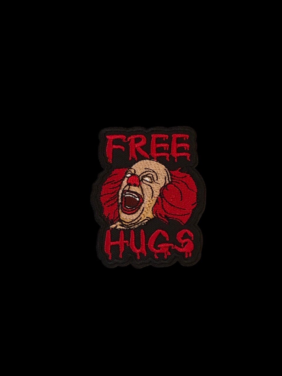 80’s Free Hugs IT Themed Horror Movie Iron on Patch Horror Movie Iron on Patch Jacket Sew on Patch Kids Patch Embroidered Patch