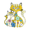 Couple Two Flower Cat Brooches Women Alloy Two Flower  Exciting Enamel Brooch Pins Gifts