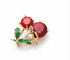 Red Crystal Cherry Brooch Bee Themed Pin Women Rhinestone Embellished Bee Enamel Brooch Enamel Brooch Pins Gifts