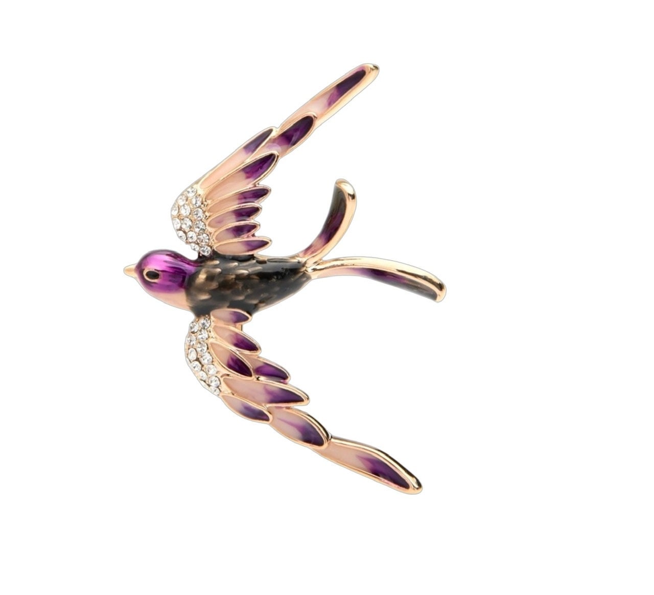 3 Color Flying Swallow Brooches Women Alloy Rhinestone Blue Purple Multicolor Bird Weddings Brooch Pins Gifts