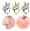 Leaf Nose Ring Charm Crystal Metal Fake Piercing Nose Cuff Clip Cute Bunny Nose Ring Earrings Simple Jewelry