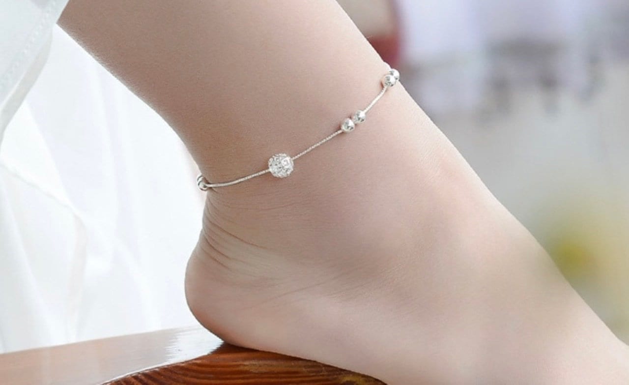 925 Sterling Silver Anklet Chain Hollow Ball Pendant Anklets Bracelet Chain For Women's Wedding