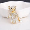 Sparkling Rhinestone Bear Brooches For Women Lovely Christmas Animal Party Office Brooch Pins Gifts