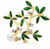Bamboo Pearl Brooch Pins Crystal Plant Jewelry Brooches Gift For Women