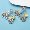 Multicolor Enamel Cat Brooch Pins Gift Sitting on Shopping Bike Cute Animal Badge New Year Jewelry Accessories