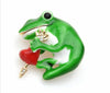 Green Enamel Frog Brooches Women Czech Rhinestone Heart Frog Animal Casual Brooch Pins Gifts