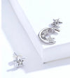 Silver 925 Stars and Moon Asymmetry Stud Earrings for Women Wedding Luxury Jewelry CZ 925 Sterling Silver Jewelry - NansUniqueShop4Men