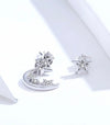 Silver 925 Stars and Moon Asymmetry Stud Earrings for Women Wedding Luxury Jewelry CZ 925 Sterling Silver Jewelry - NansUniqueShop4Men