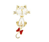 Beauty White Crystal Cat Brooches Women Black Red Enamel Bowknot Cat Animal Pet Casual Office Brooch Pins Gifts