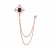 Fashion Rhinestone Cross Brooch Crystal Tassel Chain Lapel Pins Men&#39;s Shirt Collar Badge for Men Jewelry Accessories