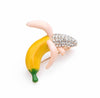 Rhinestone Enamel Banana Brooches Women Alloy Banana Small Brooch Collar Pins Gifts
