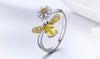 100% Authentic 925 Sterling Silver Fashion Bee with Daisy Flower Open Size Finger Ring for Women Party Jewelry - NansUniqueShop4Men
