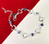925 Sterling Silver Bracelet Heart Purple Crystal Zircon Bracelet For Woman Party Engagement Jewelry Gift