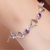 925 Sterling Silver Bracelet Heart Purple Crystal Zircon Bracelet For Woman Party Engagement Jewelry Gift