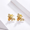 High Quality 100% 925 Sterling Silver Accent Bee Story Clear CZ Exquisite Stud Earrings for Women Fashion Silver Jewelry