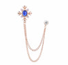 Fashion Rhinestone Cross Brooch Crystal Tassel Chain Lapel Pins Men&#39;s Shirt Collar Badge for Men Jewelry Accessories
