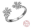 925 Sterling Silver Twist Petal Rings Double Flower Wishbone Open Resizable Toe Ring Gift for Her - NansUniqueShop4Men