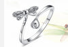 Dragonfly Heart Love 925 Sterling Silver Open Adjustable Band Stackable Cuff Wrap Thumb Finger Rings for Women Gift For Her