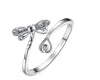 Dragonfly Heart Love 925 Sterling Silver Open Adjustable Band Stackable Cuff Wrap Thumb Finger Rings for Women Gift For Her