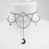 Punk Tattoo Inverted Crescent Stretchy Chain Choker Witch Necklace Jewelry Gorgeous Women Pendant Gift Gothic Statement Goth