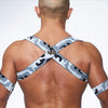 Men Halter Neck Elastic Chest Harness Sexy Bondage Lingerie with Armband Clubwear Stage Costume