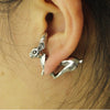 Single Accent Rabbit  Ear Jewelry Silver Finish Pierced Earring Unisex Piercing Fake Animal Earring