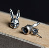 Single Accent Gothic Style Creative Vintage Cross Bunny Stud Earring Cute Rabbit 925 Sterling Silver Retro Punk Ear Jewelry