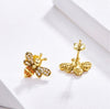 High Quality 100% 925 Sterling Silver Accent Bee Story Clear CZ Exquisite Stud Earrings for Women Fashion Silver Jewelry