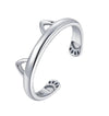 Cat Ring Ear Paw 925 Sterling Silver Ring Open Adjustable Cuff Finger Thumb Band Love Rings for Women Gift For Her