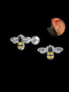 Cute Bee Shape Stainless Steel Stud Earring For Women Girl CZ Crystal Ear Cartilage Helix Conch Lobe Piercing Jewelry