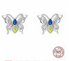 925 Sterling Silver Shining Butterfly Inlaid with Clear CZ Stud Earrings for Women Sterling Silver Earring Fine Jewelry