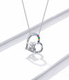 925 Sterling Silver Best Sisters Necklace Forever Friend Heart Necklace Chain Rainbow Zircon for Women