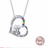 925 Sterling Silver Best Sisters Necklace Forever Friend Heart Necklace Chain Rainbow Zircon for Women