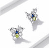 925 Sterling Silver Shining Butterfly Inlaid with Clear CZ Stud Earrings for Women Sterling Silver Earring Fine Jewelry