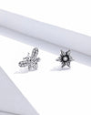 925 Sterling Silver Stud Earrings for Women Bees and Retro Flower Ear Pins