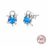 925 Sterling Silver Octopus Heart Opal Stud Earrings for Women Statement Fine Jewelry