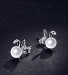 925 Sterling Silver Cute bunny Earrings for Women Wedding Engagement Ear shell pearl Hypoallergenic