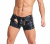 NEW ARRIVAL Rivet Lingerie Shorts Exotic Pants Latex Bondage Open Butt Penis Pouch Jockstrap Trunk Gothic Fetish Gay PU Leather Clubwear - NansUniqueShop4Men