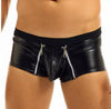 Mens Sexy Leather Lingerie Open Crotch Short Pants For Sex Soft Latex Fetish Boxer Crotchless Leather Underwear Bulge Pouch - NansUniqueShop4Men