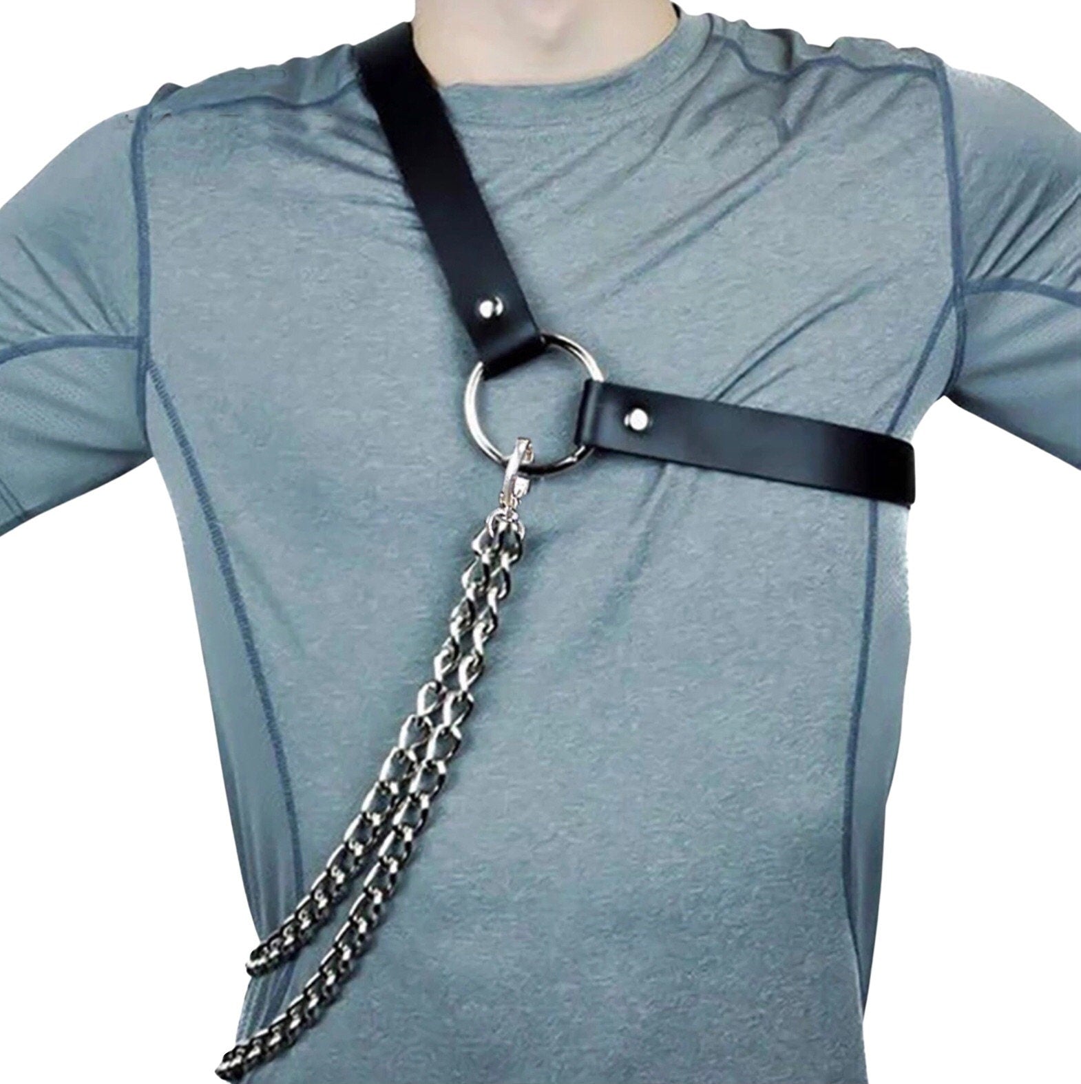 Fetish Harness Belts Men Adjustable Gothic Faux Leather Tops Body Chain Bondage Harness Straps Punk Rave Costumes - NansUniqueShop4Men