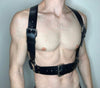 Mens Leather Adjustable Chest Suspender Harness Black Bondage Body Garter Harajuku Goth Dance Gay Nightclub Wear Restraint Belts - NansUniqueShop4Men