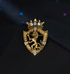 NEW ARRIVAL Retro Lion Shield Crown Animal Brooches Fashion Men&#39;s Suit Shirt Collar Needle Badge Lapel Pins Jewelry