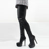 NEW ARRIVAL Made To Order Thigh High Boots Sexy Super High Thin Heel Platform Boots Pointed Toe Zipper Over-the-Knee High Dance Shoes - NansUniqueShop4Men