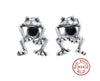 NEW ARRIVAL 100% Real 925 Sterling Silver Cute Frog Earring For Men Women Retro AnImal Ear Dangler Ear Stud Jewelry