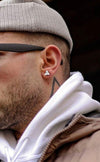 NEW ARRIVAL Men Stud Earring ,Triangle Pierced Crystal Zircon Stud Earrings,Stainless Steel Tiny Minimalist Studs for Men