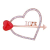 NEW ARRIVAL Red Heart Sweet Love One Arrow Hollow Brooch Couple Coat Suit Lapel Pins Dress Wedding Bridal Corsage Crystal Rhinestone Jewelry