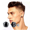 NEW ARRIVAL Men Stud Earring Stainless Steel 9mm Black Round CZ Stud Earrings For Men Jewelry in Black White